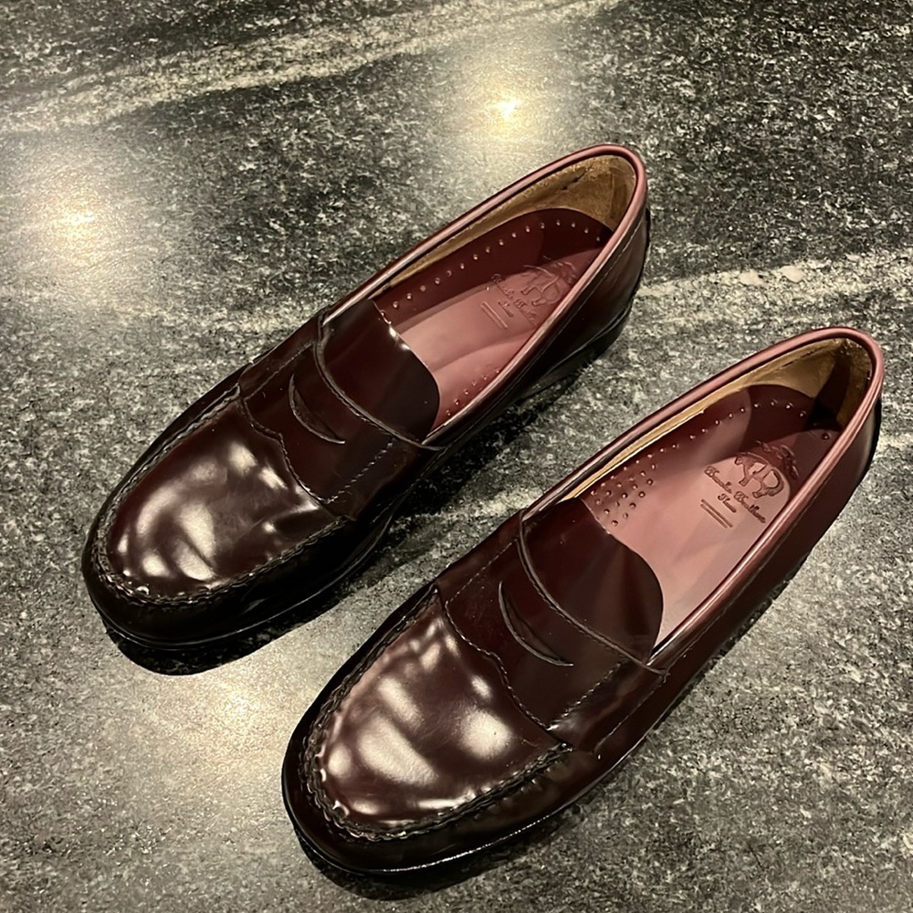 Brooks Brothers boys leather penny loafers burgundy 6 youth